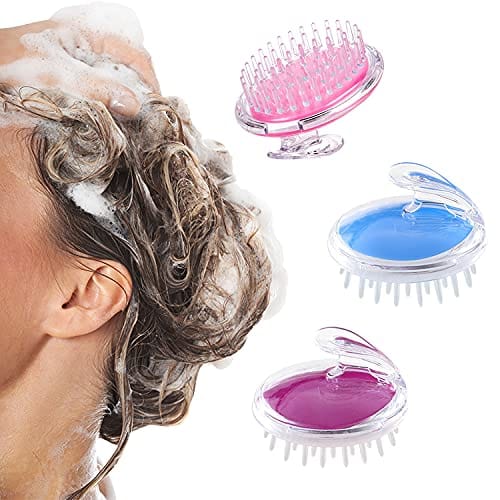Hair Scalp Shampoo Brush For Natural Hair Care & Growth - Soft Silicone Bristles Scrubber For Men, Women - All Hair Types, Straight, Wavy, Curly