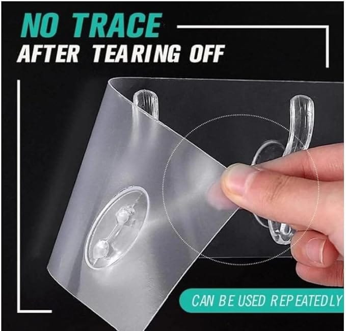 Wall Hanger Hooks for Cloth Hanger for Wall Strong Self Adhesive Magic Sticker for Kitchen Hangers (6 Hook Strip)