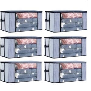 Set of 1 Foldable Woven Underbed Storage Bag Large Storage Organiser Blanket Cover