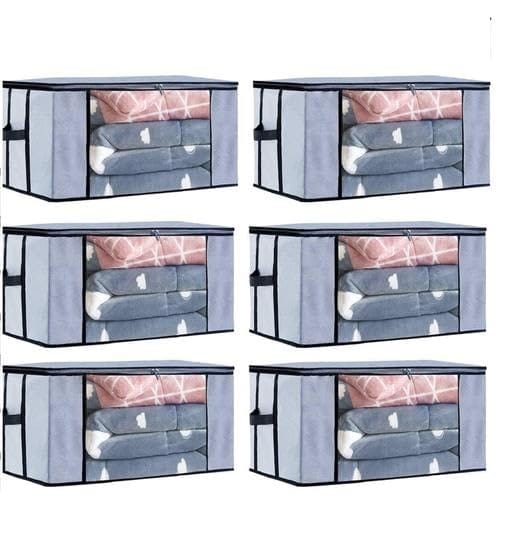 Set of 1 Foldable Woven Underbed Storage Bag Large Storage Organiser Blanket Cover