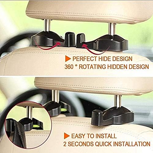 Universal Car Back Seat Headrest Hook | Hanging Holder for Purse, Bags, Polybags, Handbags, Groceries (Pack of 2)