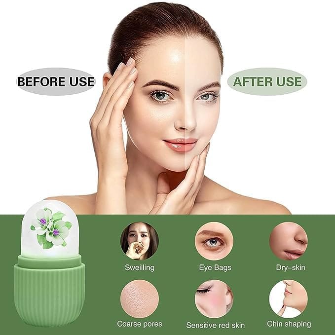 Ice Roller for Face Massager | Reusable Ice Holder Tool for Glowing & Clear Skin | Easy to Use and Carry | Cold Massage Therapy for Skin