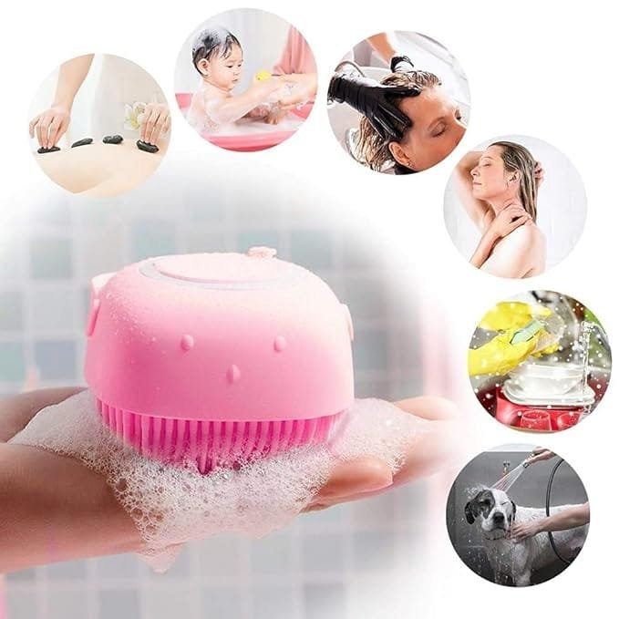 Silicone Bath Body Brush Shower Scrubber, Mud & Dirt Remover with Shower Gel Dispenser Soft Massager with Non-toxic Brushes