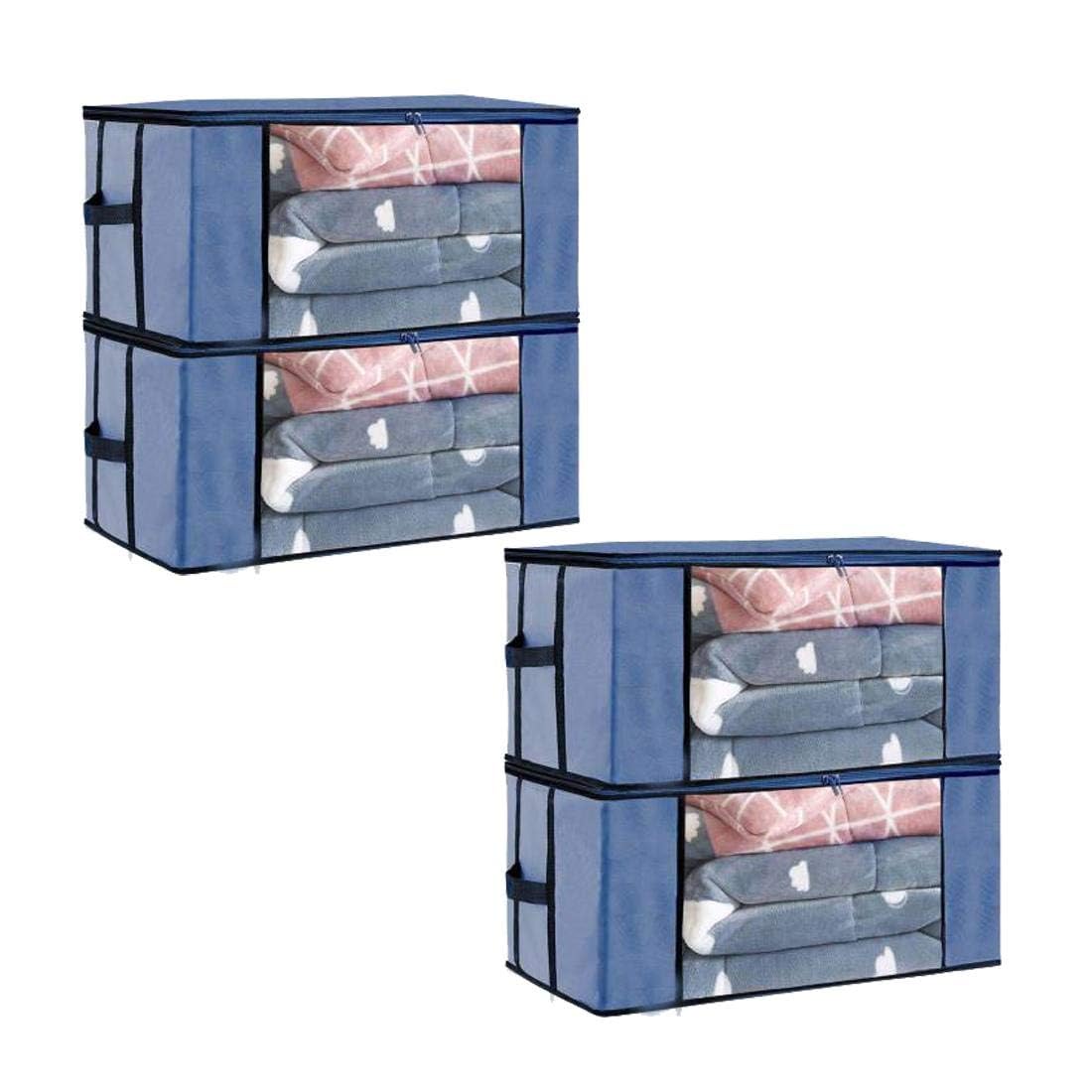 Set of 1 Foldable Woven Underbed Storage Bag Large Storage Organiser Blanket Cover