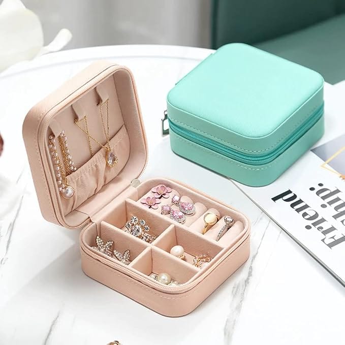 Leather Small Jewelry Box, Travel Portable Jewelry Case For Ring, Pendant, Earring
