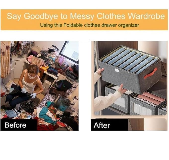 26 Litre Clothes Storage Bag, Foldable Storage BAG with Handle, Household Wardrobe Storage BAG, Steel Frame Support Closet Storage