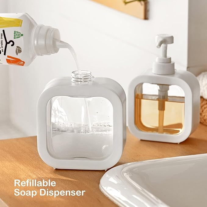 Plastic Empty Bottle Soap Dispenser for Bathroom Kitchen Large-Capacity Dispensing Bottle 350ML