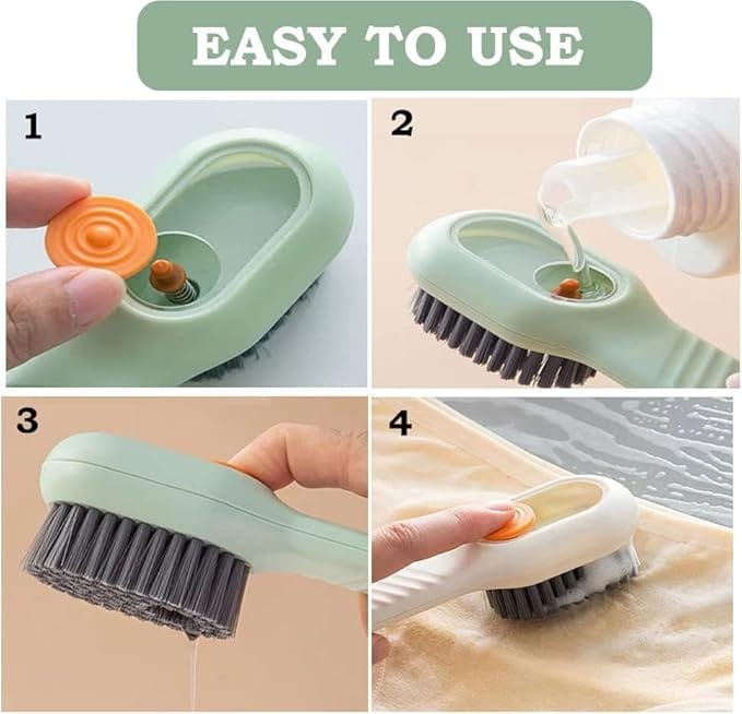 Multifunctional Scrubbing Brush with Soap Dispenser, Soap Dispensing Cleaning Brush with Handle Reusable Washing Shoe Brush for Shoes (Pack of 1)