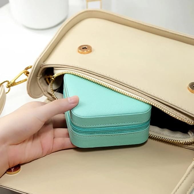 Leather Small Jewelry Box, Travel Portable Jewelry Case For Ring, Pendant, Earring
