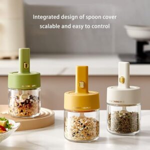 1 pc Seasoning, condiment holder, Seasoning Jar with Retractable Spoon | Tight Seasoning Jar with Retractable Spoon and Lid,Sugar Bowl Bath Salt Storage Jar Seasoning