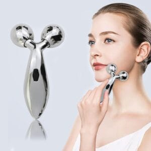 3D Massager Roller 360 Rotate Face Full Body Shape for Skin Lifting Wrinkle Remover Facial Massage (Silver)