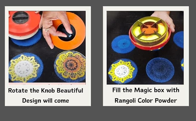 Magic Rangoli Box with 4-Inch Printed and Plain Jalis, Filter, and Set for Creative Art
