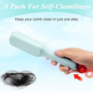 Self Cleaning Hair Brush, Travel Hair Comb, Detangling Air Cushion Bristle Massage Brush Anti-static Hair Comb for Women