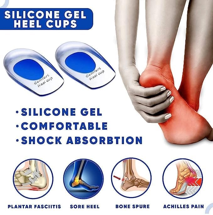 Gel Heel Cups Silicon Heel Pad for Heel Ankle Pain Insole Blue Heel Pad