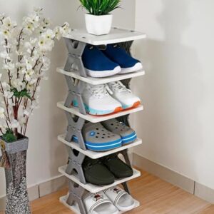 6 LAYER SHOE RACK X DESIGN FOLDABLE SHOE CABINET STORAGE FOR HOME,PLASTIC COLLAPSIBLE SHOE STAND.