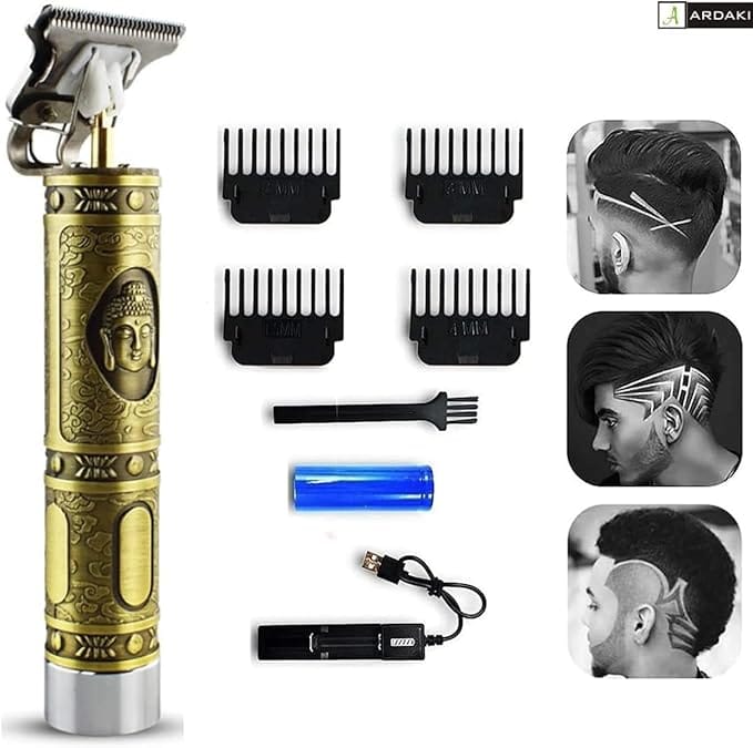Metal Body Hair Trimmer | Buddha Design Trimmer | Close Cutting Wide Open T-Blade Hair/Beard Trimmer