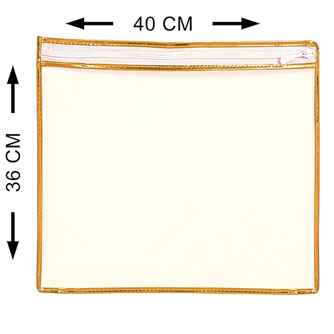 Set of 1 Saree Cover Set Transparent Non-woven Storage Bags with Premium Zipper Closure Plastic