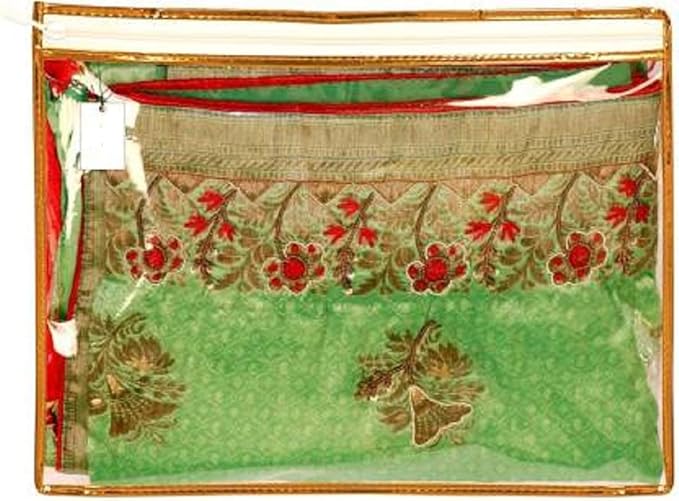 Set of 1 Saree Cover Set Transparent Non-woven Storage Bags with Premium Zipper Closure Plastic
