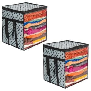 Polka Dot Xl Non- Woven Saree Cover With Full Size Transparent Window