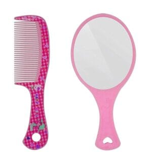 Women And Girls Mirror And Comb Set, Comb And Mirror For Travel, Mirror And Comb Use For Home And Saloon in multicolor