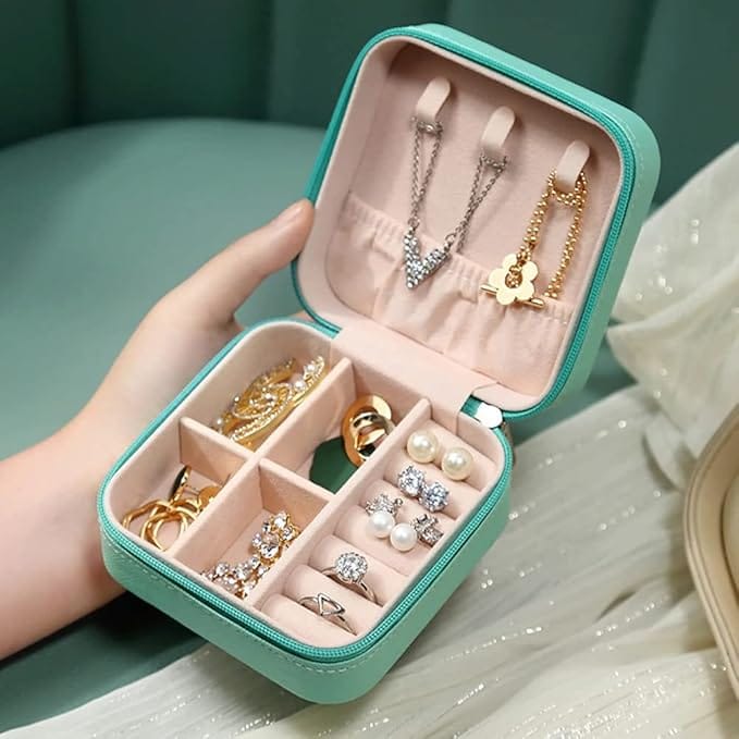 Leather Small Jewelry Box, Travel Portable Jewelry Case For Ring, Pendant, Earring