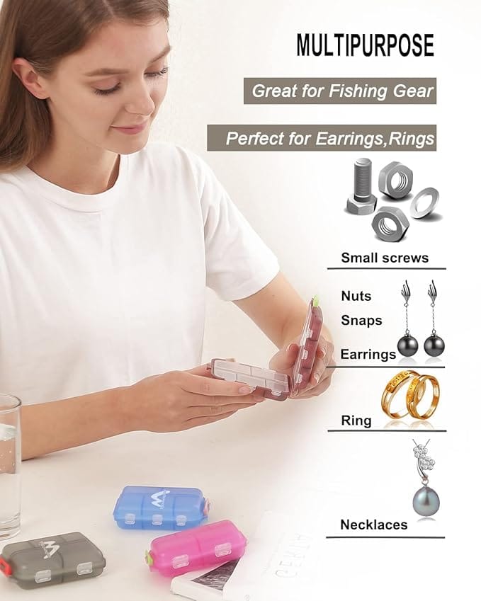 Pill Medicine Organizer Storage Box with 8 Compartments Portable Medicine Vitamin Holder