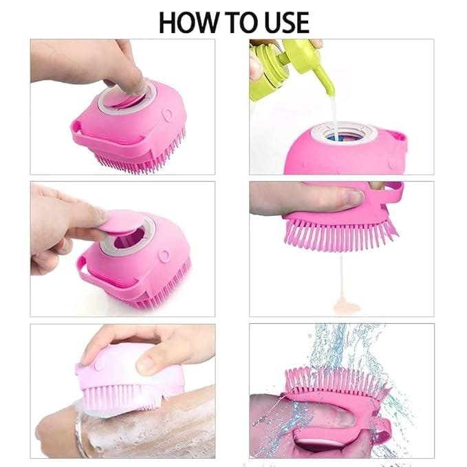 Silicone Bath Body Brush Shower Scrubber, Mud & Dirt Remover with Shower Gel Dispenser Soft Massager with Non-toxic Brushes