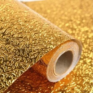 Golden karkari Marble Aluminum Foil Kitchen Stickers Oil-Proof Waterproof Self Adhesive Wallpaper