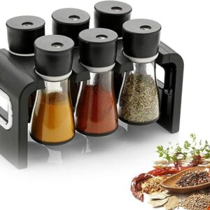 Sales Spice Rack Jar Container of 6 Pcs for Storage of Kitchen Spices and Masala Storage (Black)