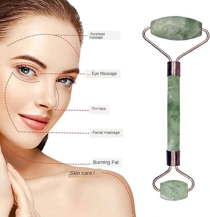 Facial Massager Jade Roller & Gua Sha Tool Natural Himalayan Stone for Face Neck Healing