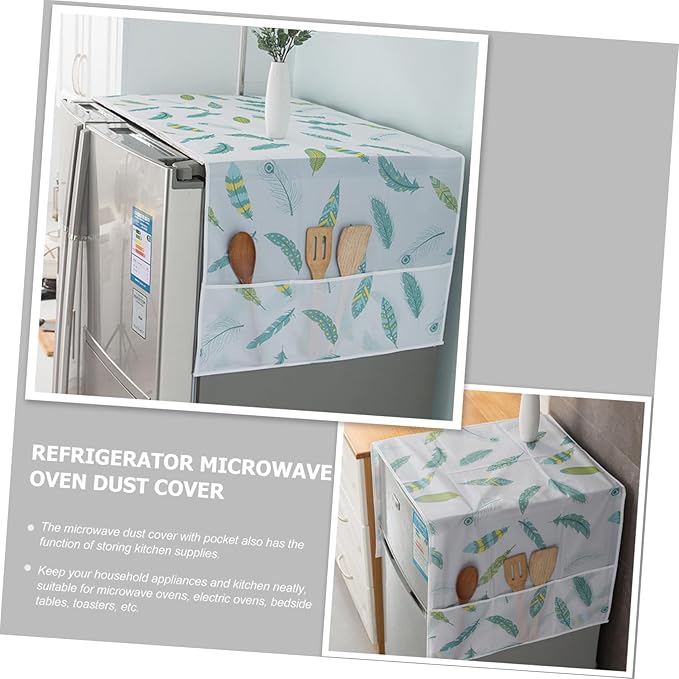 Fridge Dust Cover-Thin,Washer Cover,Dryer Top Covers,Washing Machine Top Cover Front Load,With 6 Storage Bags,Feather pattern