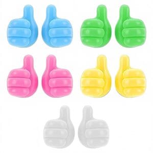 Multipurpose Wall Mounted Silicone Thumb Holder Hooks for Hanging Stick-on Hook for Wall Pack of 10