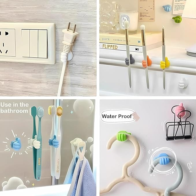 Multipurpose Wall Mounted Silicone Thumb Holder Hooks for Hanging Stick-on Hook for Wall Pack of 10