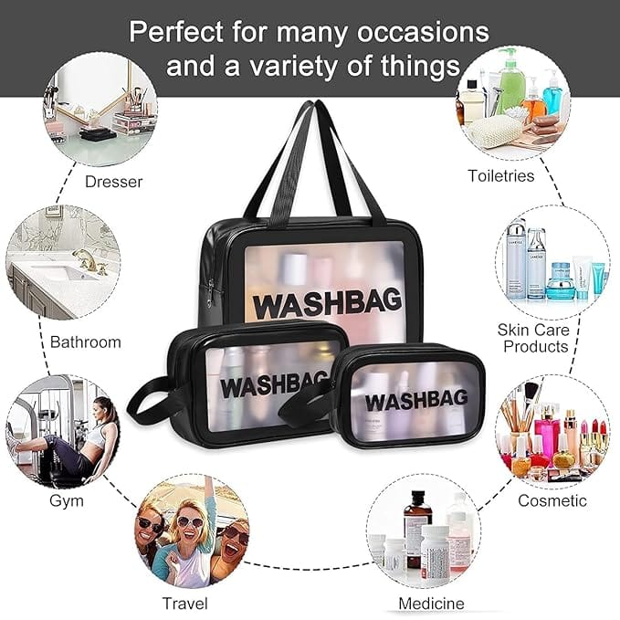 WASH BAG 3 PCS SET, Makeup Pouch,Cosmetic Pouch,3 Pcs Set Makeup Pouch Bag – Wash Cosmetic Bag