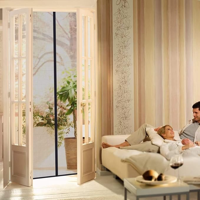 Magic Mesh Magnetic Mosquito Screen Door Net Curtain with Magnets Reinforced Polyester Mesh