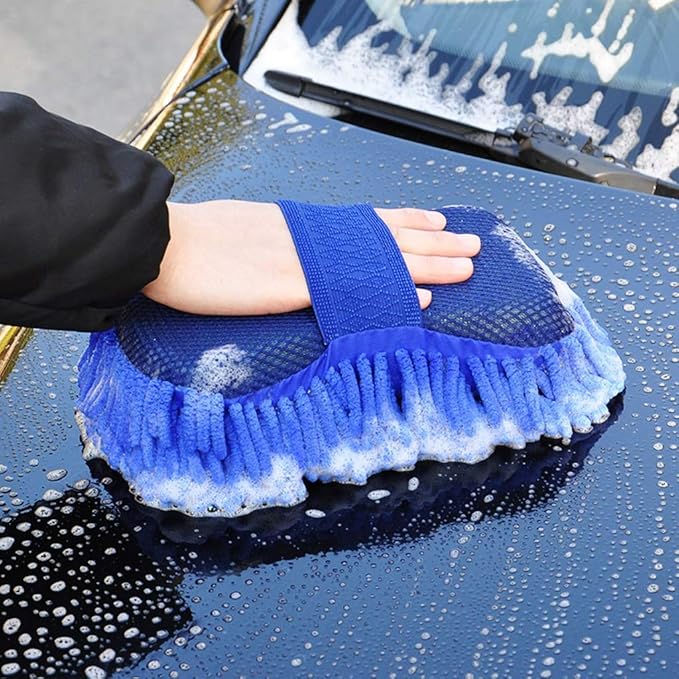 Car Washing Sponge Brush Combo | Microfiber Car Wash & Dry Cleaning Accessories | Perfect for Car, Bike, Kitchen Cleaning Tool | Soft Smooth Scratch Free Duster