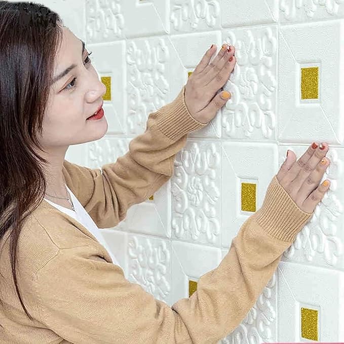 3D Brick Wallpaper for Wall PE Foam Wall Stickers Self Adhesive DIY Wall Decor (70 x 77cm, Appx. 5.8Sq Feet) (Pack Of 1)