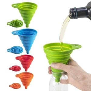 Silicone Collapsible Portable Funnel,Kitchen Folding Funnels Hopper Kitchen Tool for Transferring Liquid & Powder Cooking Tools