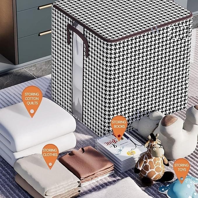 180L Non-Woven quilt Large Foldable Storage Bag Organizer Clothes Storage Container for Blanket Comforter Saree Toys Clothing Bedding