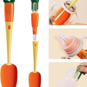 3 in 1 Multi Bottle Cleaning Brush,Sponge Baby Bottle Brush, Cup Lid Gap Bottle Cleaner Brush Cleaning Brush, Multifunctional Cup Brush with Long Handle for Water Bottles, Tumblers, Cups (1)
