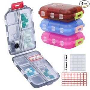Pill Medicine Organizer Storage Box with 8 Compartments Portable Medicine Vitamin Holder