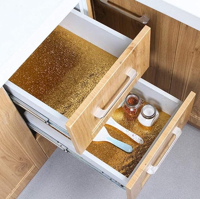 Golden karkari Marble Aluminum Foil Kitchen Stickers Oil-Proof Waterproof Self Adhesive Wallpaper