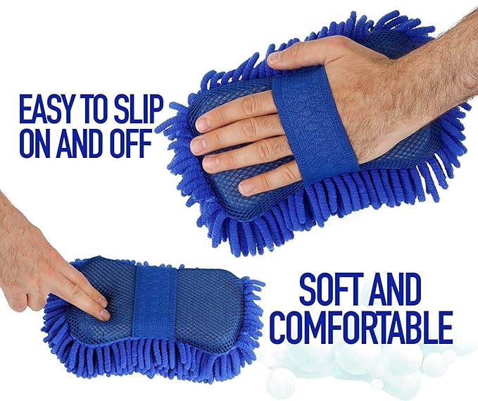 Car Washing Sponge Brush Combo | Microfiber Car Wash & Dry Cleaning Accessories | Perfect for Car, Bike, Kitchen Cleaning Tool | Soft Smooth Scratch Free Duster