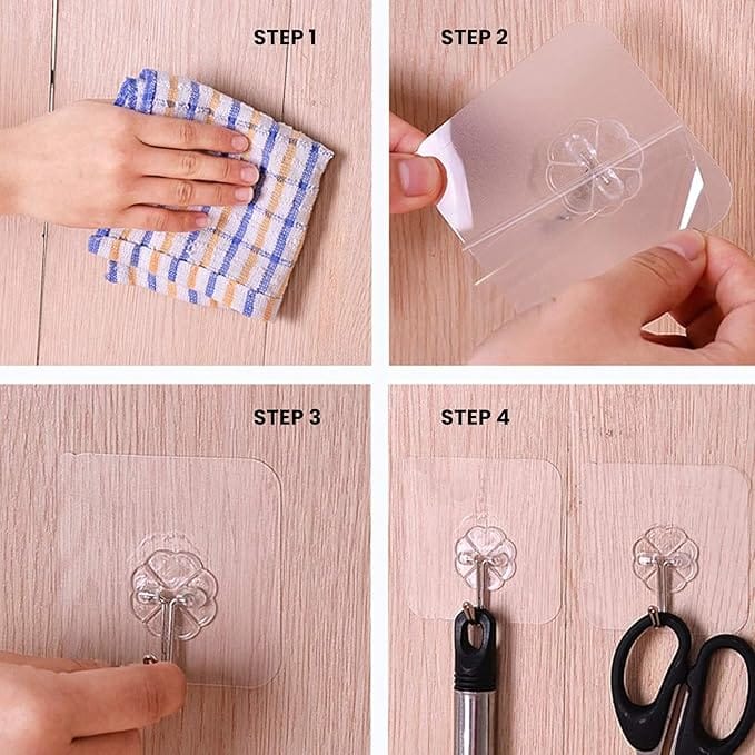 Adhesive Hooks Strong Sticky Kitchen Hooks Wall Hanger for Kitchen Bathroom Hook 10 (Pack of 10)