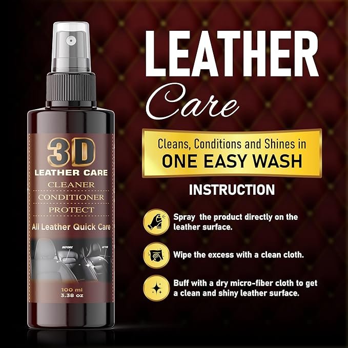Leather Polish, Cleaner and Conditioner for Leather Furniture, Sofa, Car Seats, Jacket, Bags, Belt for All Leather Polish Restorer Protectant Long Lasting Shine 100ML (1)
