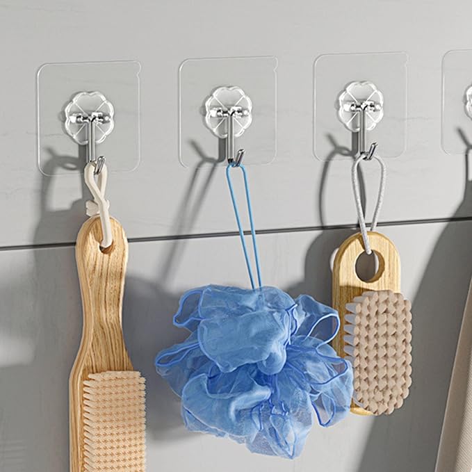 Adhesive Hooks Strong Sticky Kitchen Hooks Wall Hanger for Kitchen Bathroom Hook 10 (Pack of 10)