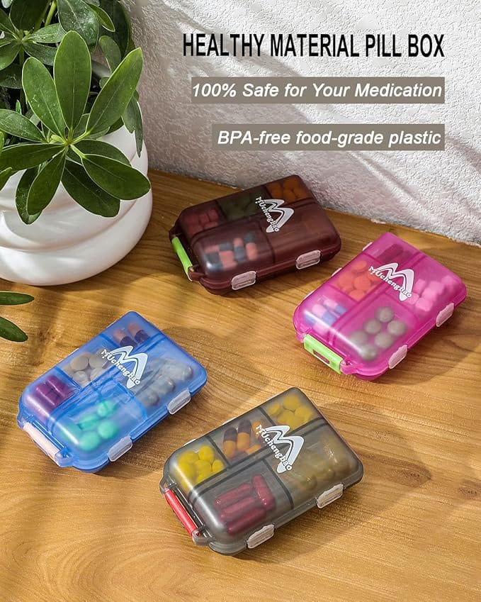 Pill Medicine Organizer Storage Box with 8 Compartments Portable Medicine Vitamin Holder