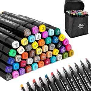 48 Pcs Markers Pen Set, Color Markers for Drawing Art Dual Tip Broad and Fine for Drawing Sketching Adult Coloring and Illustration
