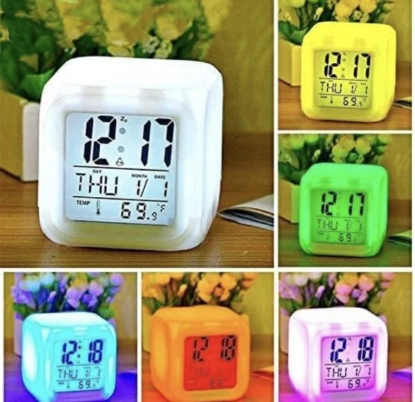 7 Color Automatic Changing Smart LED Digital Alarm Clock with Date