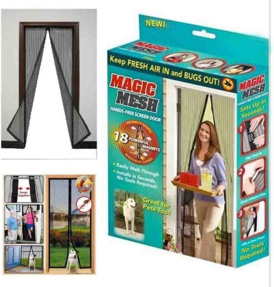 Magic Mesh Magnetic Mosquito Screen Door Net Curtain with Magnets Reinforced Polyester Mesh